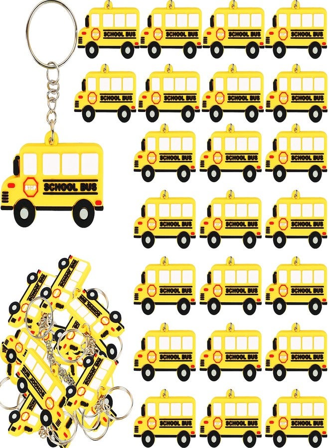 Conagel 48 Pack Mini School Bus Keychain Bulk Small Back to School Bus Car Key Chain Gift Cute Yellow Cartoon Bus Keychains for Birthday Party Favors Class Award Goodie Bag Fillers - Image 1
