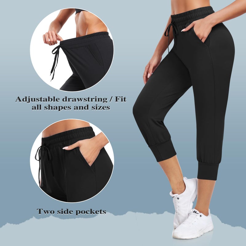 Hi Clasmix 3 Pack Capri Sweatpants Women,Womens Joggers with Pockets Athletic Leggings for Workout Yoga Running - Image 5
