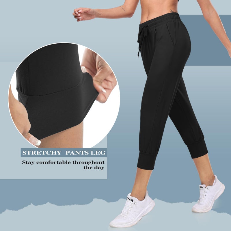 Hi Clasmix 3 Pack Capri Sweatpants Women,Womens Joggers with Pockets Athletic Leggings for Workout Yoga Running - Image 4