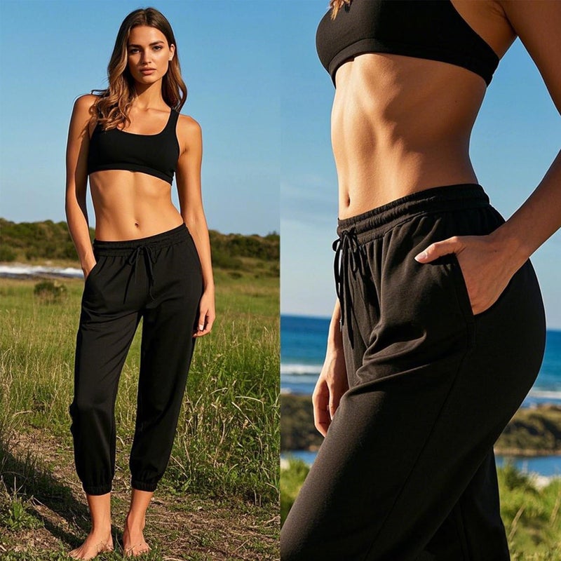 Hi Clasmix 3 Pack Capri Sweatpants Women,Womens Joggers with Pockets Athletic Leggings for Workout Yoga Running - Image 2