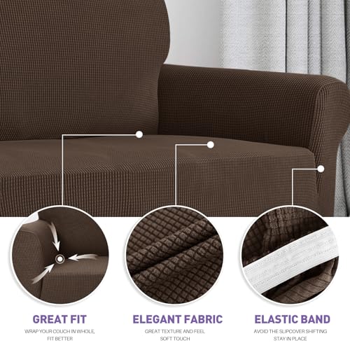 ZNSAYOTX Stretch Oversized Couch Cover Universal Sofa Covers for Living Room Dogs Pet Furniture Protector Spandex Extra Large Sofa Slipcovers with Anti Slip Foam Sticks (Coffee, XL Sofa) - Image 3