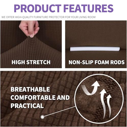 ZNSAYOTX Stretch Oversized Couch Cover Universal Sofa Covers for Living Room Dogs Pet Furniture Protector Spandex Extra Large Sofa Slipcovers with Anti Slip Foam Sticks (Coffee, XL Sofa) - Image 4