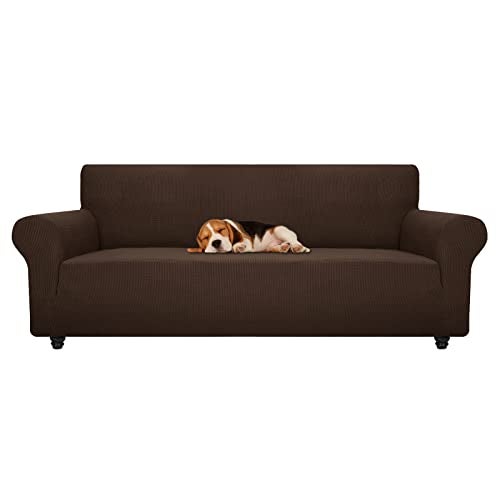 ZNSAYOTX Stretch Oversized Couch Cover Universal Sofa Covers for Living Room Dogs Pet Furniture Protector Spandex Extra Large Sofa Slipcovers with Anti Slip Foam Sticks (Coffee, XL Sofa) - Image 1