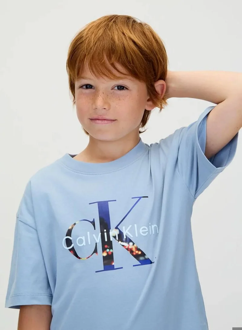 Calvin Klein Jeans Faded Denim Filled-In Photo Monogram T-Shirt for Men | Best Price UAE