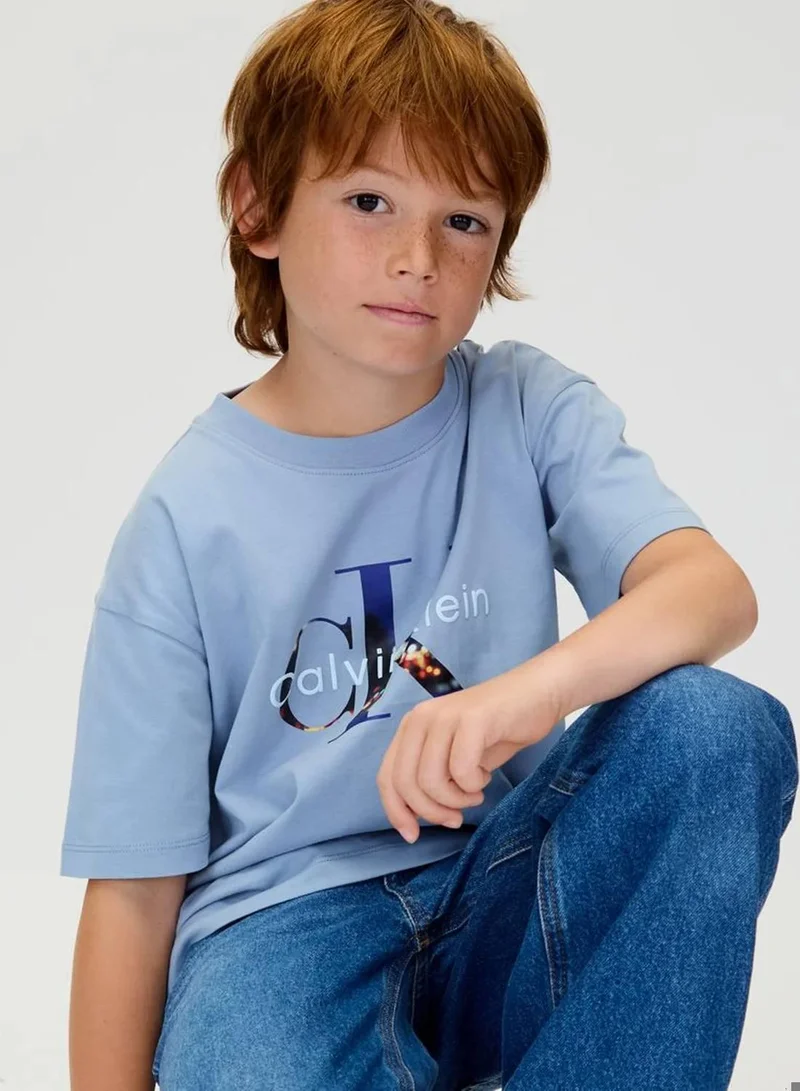 Calvin Klein Jeans Faded Denim Filled-In Photo Monogram T-Shirt for Men | Best Price UAE