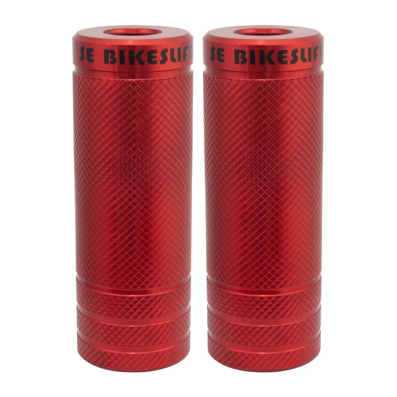 SE BIKES WHEELIE PEGS 98mm RED STEEL 35mm DIAMETER