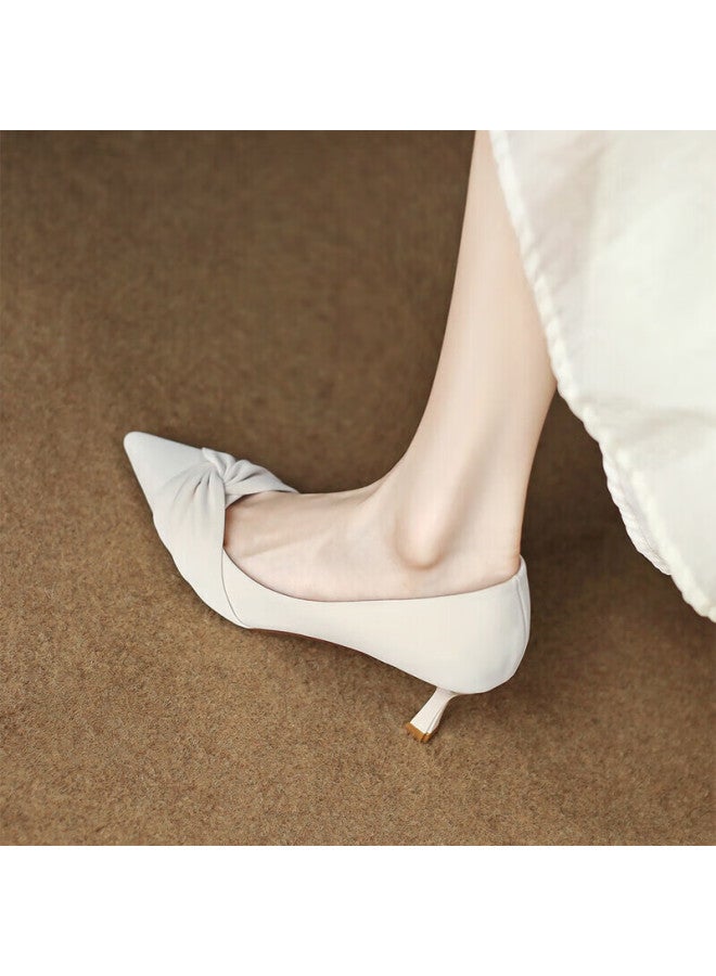 Zhr High Heels For Women, Thin Stiletto, French Chic Style, Versatile Commuter Professional Shoes, Pointed Toe Shallow Mouth Pumps, Beige, Size 37 - Image 4