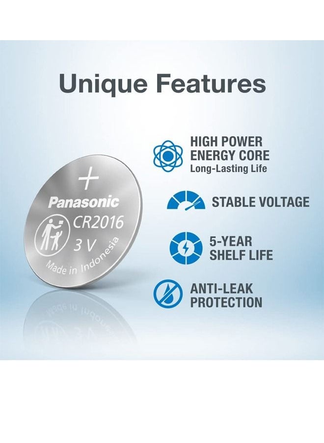 Panasonic 5-Piece CR2016 Lithium Batteries Set Silver  - Image 2