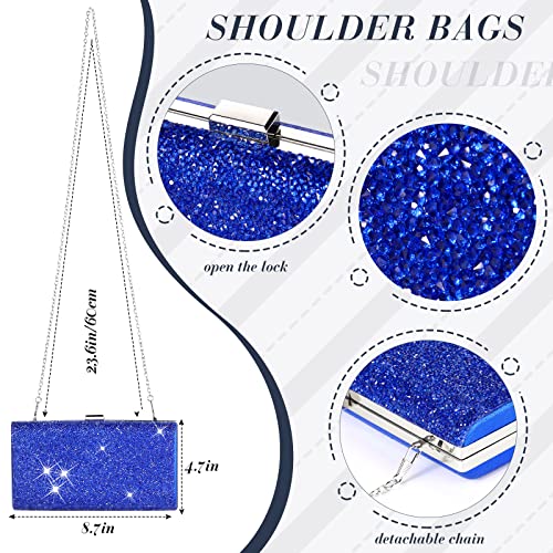 Jadive 4 Pcs Sapphire Blue Clutch Purse for Women Evening Bag Formal Rhinestone Clutch Bracelet Choker for Wedding Party Gift - Image 3