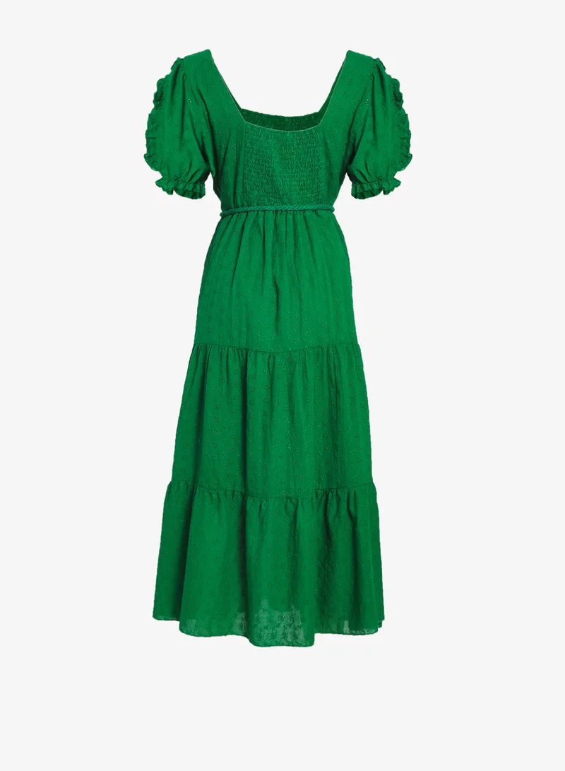 Ginger Plus Puff Sleeves Tiered Dress