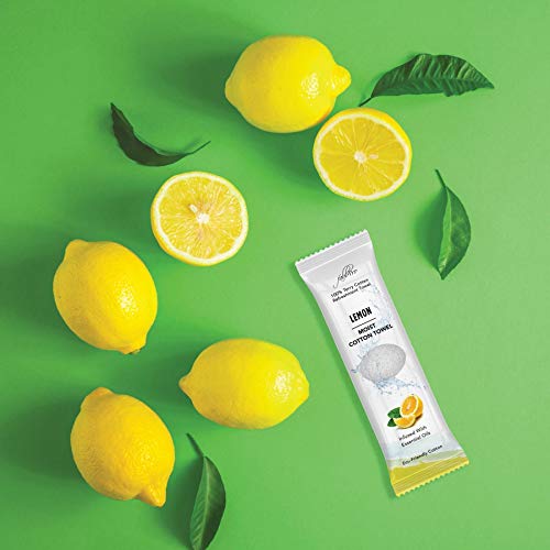 FabbPro Oshibori Moist Terry Cotton Refreshment Towels (50 Pack, 8 x 8 Inches) - White Mildly Scented Pre-moistened Towel to Use Hot or Cold - Lemon & Lavender Scent Bundle of 25 each - Image 5