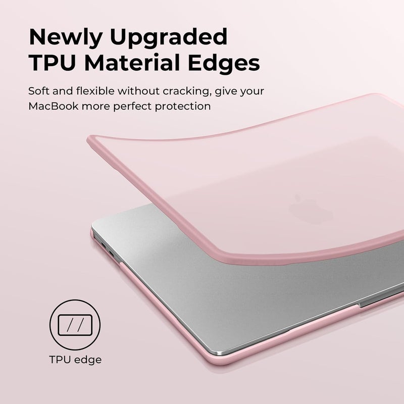 BlueSwan غلاف متوافق مع Macbook Air مقاس 13 بوصة M1 A2337 A2179 A1932، صدر في 2021 2020 2018، إطار TPU مقاوم للتمزق + غطاء واقٍ غير لامع مضاد لبصمات الأصابع من PC فائق النحافة - وردي بلوري - Image 3