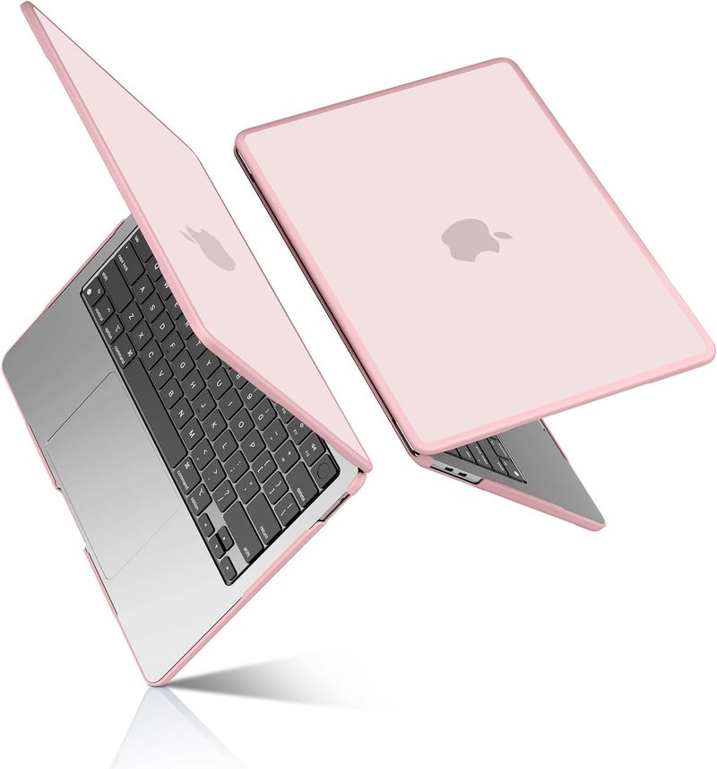 BlueSwan غلاف متوافق مع Macbook Air مقاس 13 بوصة M1 A2337 A2179 A1932، صدر في 2021 2020 2018، إطار TPU مقاوم للتمزق + غطاء واقٍ غير لامع مضاد لبصمات الأصابع من PC فائق النحافة - وردي بلوري - Image 1