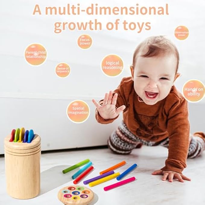 2 IN 1 MONTESSORI TOYS FOR 1+ YEAR OLD, WOODEN COLOR SORTING TOYS FOR TODDLERS, PRESCHOOL LEARNING ACTIVITIES, FINE MOTOR SKILLS SENSORY TOYS FOR TODDLERS 1-3 - Image 5