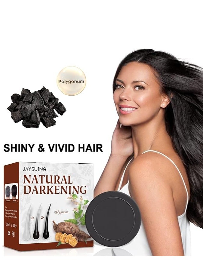 Jaysuing New Hair Darkening Shampoo Bar, Natural Organic Conditioner and Repair Essence,Volumizing & Moisturizing, Black Hair Shampoo (1PC-Black) - Image 2