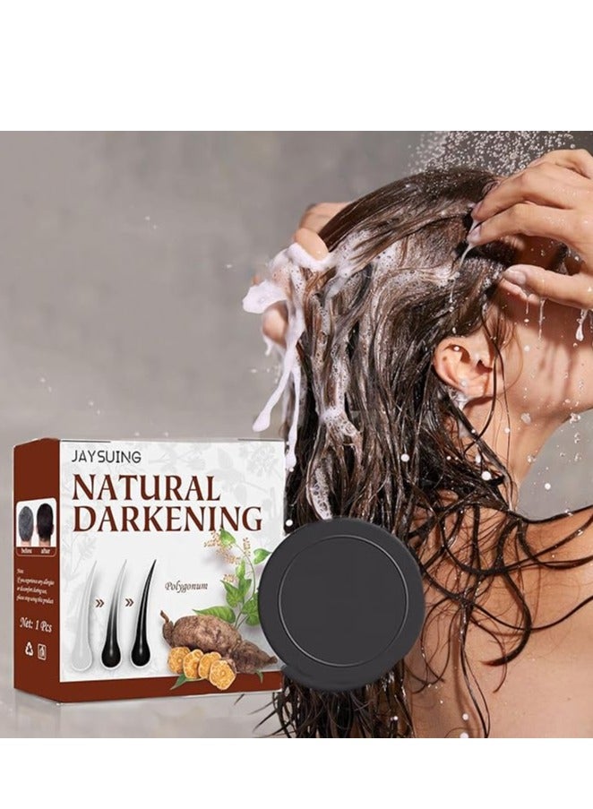 Jaysuing New Hair Darkening Shampoo Bar, Natural Organic Conditioner and Repair Essence,Volumizing & Moisturizing, Black Hair Shampoo (1PC-Black) - Image 4