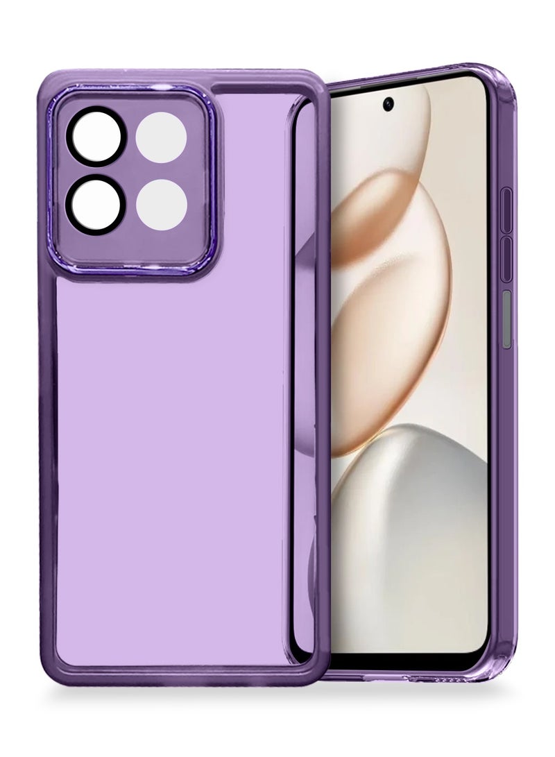 Wtech Honor X7d 5G/4G / Honor 400 Smart 5G 2025 Soft Transparent TPU Camera Lens Protection Silicone Ultra Thin Phone Stylish Electroplated Camera Border Back Case Cover - Eggplant Purple - Image 1