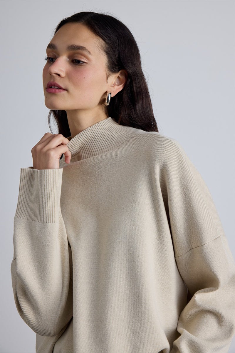 Manuka Oversized High Neck Sweater Beige  - Image 1