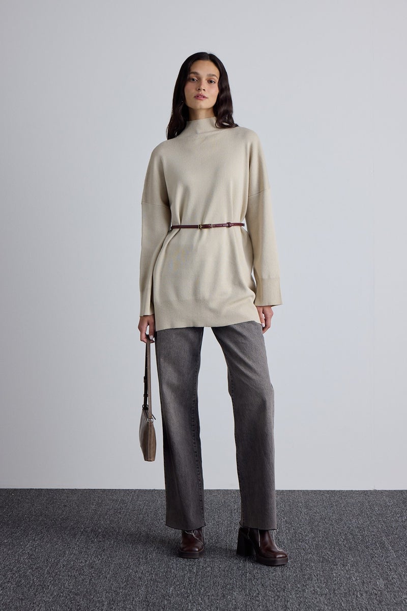 Manuka Oversized High Neck Sweater Beige  - Image 2