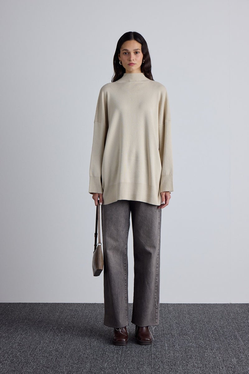 Manuka Oversized High Neck Sweater Beige  - Image 3