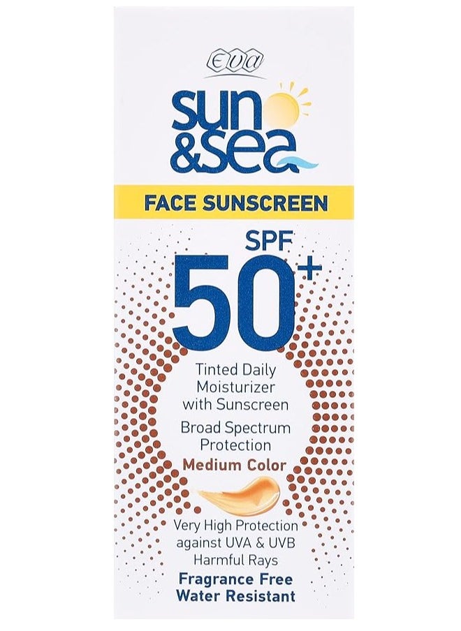 SUN & SEA Face Sunscreen SPF 50 Tinted Daily Moisturizer Medium Color Cream 40ml
