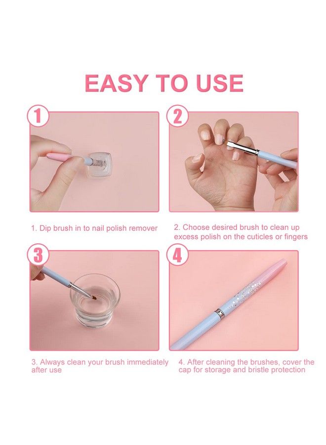 SAVITA 3Pcs Nail Art Clean Up Brushes Nail Painting Brushes With Round Angled & Flat Head Colorful Glitter Nail Pen Painting Tools For Nail Art Design & Polish Mistake Cleaning (3 Styles) - Image 5