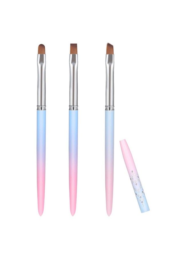 SAVITA 3Pcs Nail Art Clean Up Brushes Nail Painting Brushes With Round Angled & Flat Head Colorful Glitter Nail Pen Painting Tools For Nail Art Design & Polish Mistake Cleaning (3 Styles) - Image 2