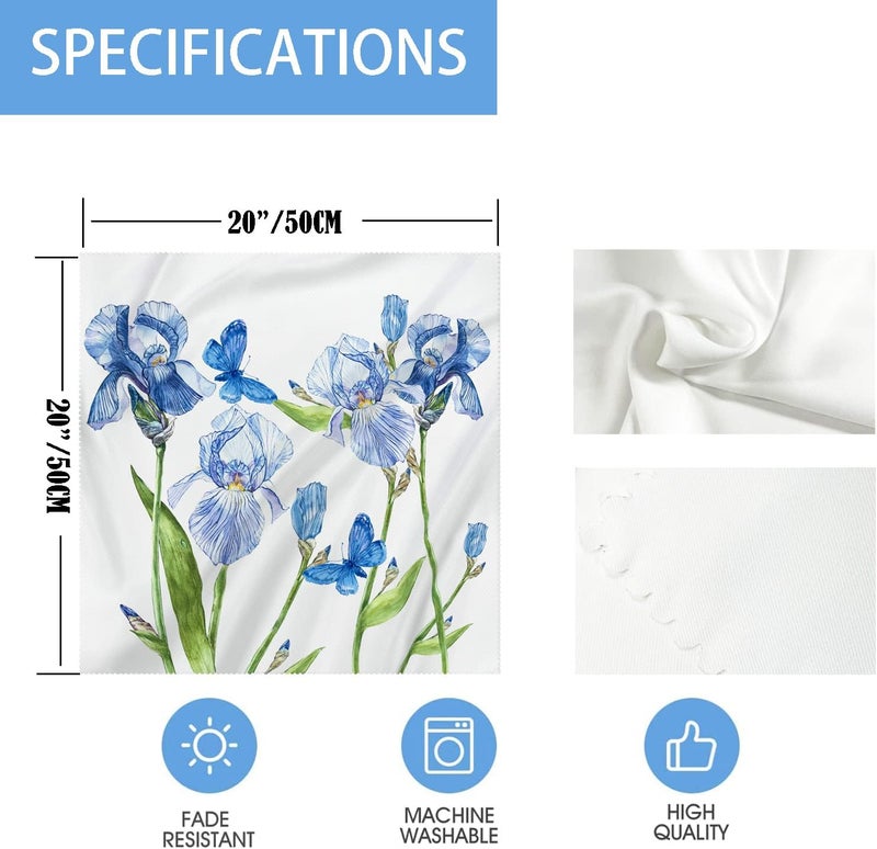 Fukeen Blue Floral Cloth Table Napkins Set of 6 20x20 Inch Spring Flower Blossom Green Leaf Butterfly Waterproof Square Dinner Napkin for Guest Wedding Home Holiday Decorations - Image 4