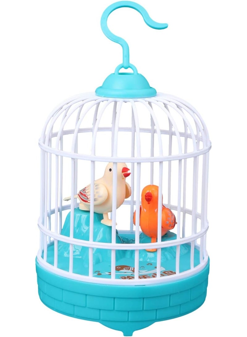 لعبة قفص الطيور المعلقة للأطفال، لعبة الطيور المغردة ذات الأصوات الواقعية والحركات، تمثال طائر، لعبة طيور محبوسة في قفص - Image 1