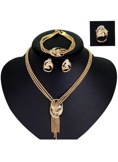 Gonice Jewelry for Women, 4 Pcs/Set Necklace Earrings Bracelet Ring Bridal Jewelry Sets for Brides Wedding Party Costume Accessories Gifts for Women  - Image 1