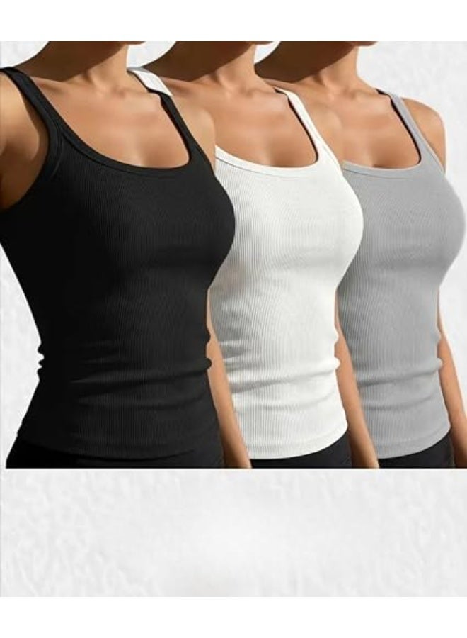 هنادى طقم نسائي مكون من 3 قطع – توب مضلع بقصة ضيقة وتصميم مريح للاستخدام اليومي والأنشطة المختلفة code 7340 - Image 5