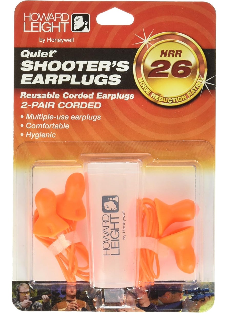 Howard Leight - Howard Leight by Honeywell Quiet Corded Reusable Shooting Earplugs, 2-Pairs (R-01522) , Orange - Image 1