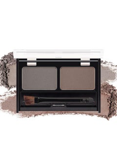 CAKAILA Brow Powder Kit,Long-Lasting Waterproof Two Colors Brow Filler Get Full Defined Natural Brows,Eyebrow Contour Palette with Double-ended Eyebrow Brush,sombra para cejas - Dark Brown+Grey  - Image 1