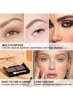 CAKAILA Brow Powder Kit,Long-Lasting Waterproof Two Colors Brow Filler Get Full Defined Natural Brows,Eyebrow Contour Palette with Double-ended Eyebrow Brush,sombra para cejas - Dark Brown+Grey  - Image 4