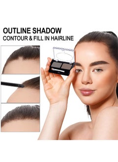 CAKAILA Brow Powder Kit,Long-Lasting Waterproof Two Colors Brow Filler Get Full Defined Natural Brows,Eyebrow Contour Palette with Double-ended Eyebrow Brush,sombra para cejas - Dark Brown+Grey  - Image 3