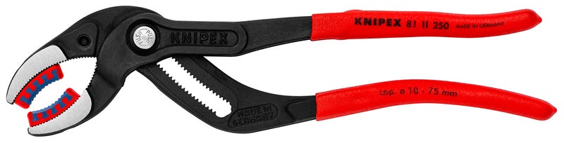Knipex Siphon and Connector Pliers black atramentized, with non-slip plastic coating 250 mm (self-service card/blister) 81 11 250 SB - Image 1