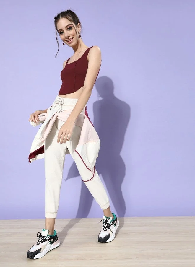 STREET 9 Charming Maroon Cropped Top for Women
