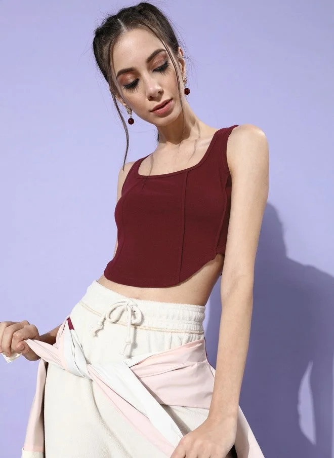 Charming Maroon Cropped Top for Women