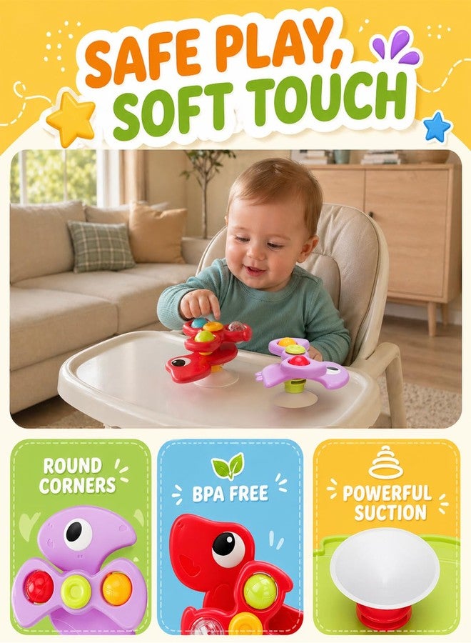 Givzan 3PCS Dinosaur Suction Cup Toys for 1 Year Old Boys Girls | Sensory Baby Bath Toys for Toddlers 1-3 | Infant Travel & Window Toys | Birthday - Image 2