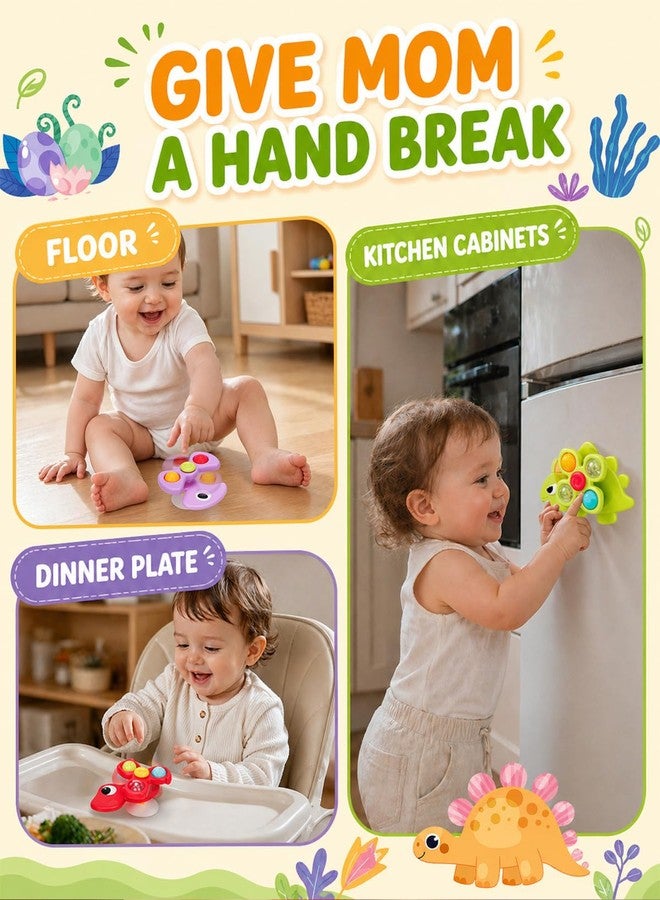 Givzan 3PCS Dinosaur Suction Cup Toys for 1 Year Old Boys Girls | Sensory Baby Bath Toys for Toddlers 1-3 | Infant Travel & Window Toys | Birthday - Image 5