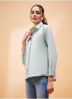 SASSAFRAS قميص سادة كبير الحجم بأكمام طويلة  - Image 3