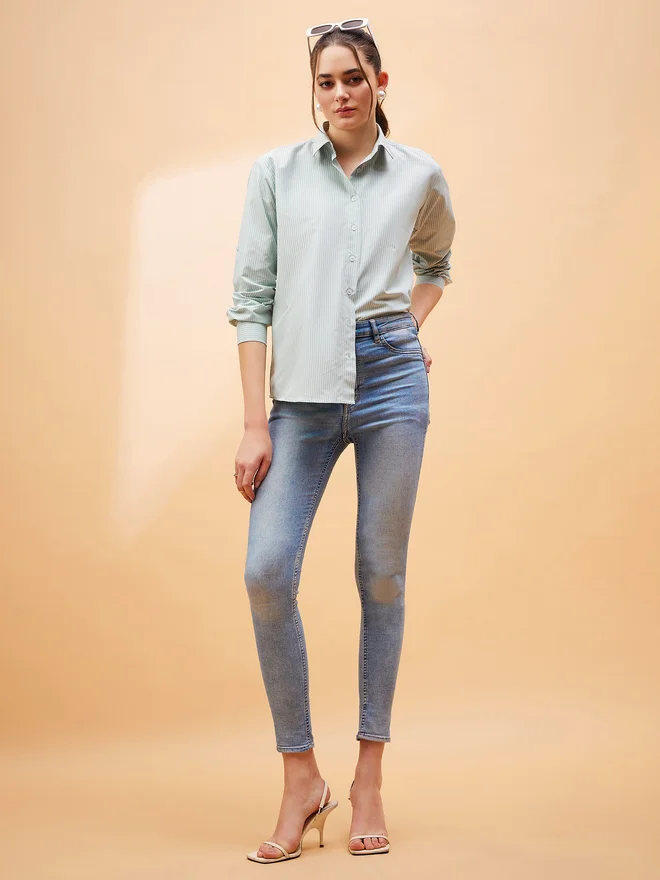 Sassafras  Oversized Solid Shirt with Long Sleeves for Women | Best Price UAE