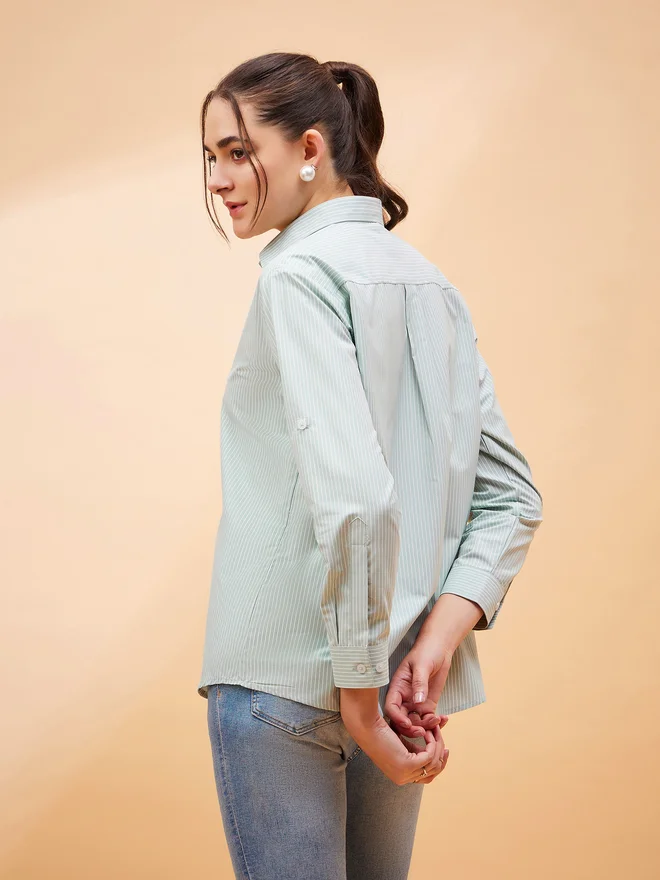 Sassafras  Oversized Solid Shirt with Long Sleeves for Women | Best Price UAE