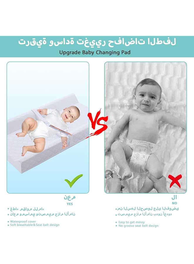 Baby Changing Pad Infant Diaper Changing Table Pad Cover Dot Washable Soft Breathable Contoured Pad Waterproof Non Slip Change Mat Sheet With Safety Strap Gift For Baby Boy Dresser Tops  - Image 4