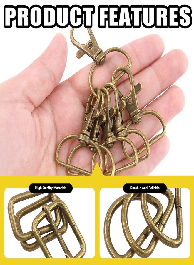Mardatt 100 PCS Hardware Buckles Kit Including D-Ring,Triangle Slide Square Rings Magnetic Snap Swivel Clasp Hooks for Handbag, Strap, Purse (Bronze) - Image 3