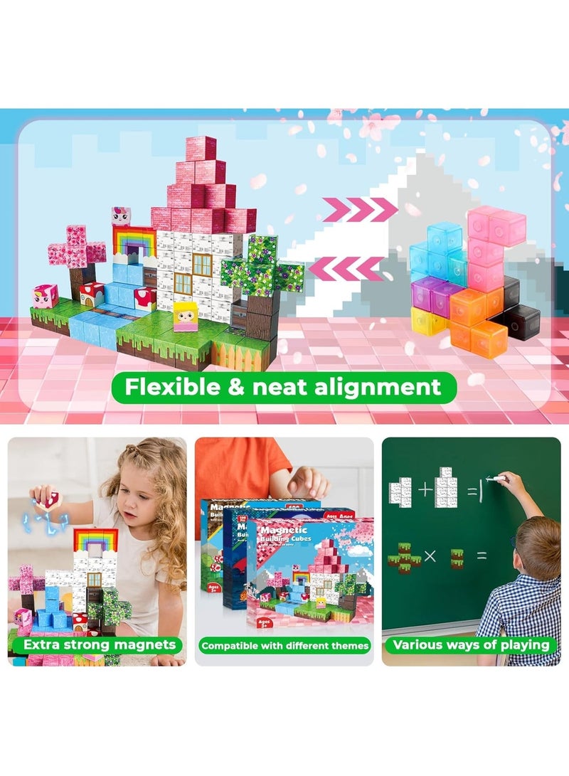 Magnetic Blocks - 100PCS Building Blocks Unicorn Cubes - Toys for Montessori Toddler Birthday Gifts - STEM Sensory Toys for 3 4 9 10 Year Old Girl - Image 5