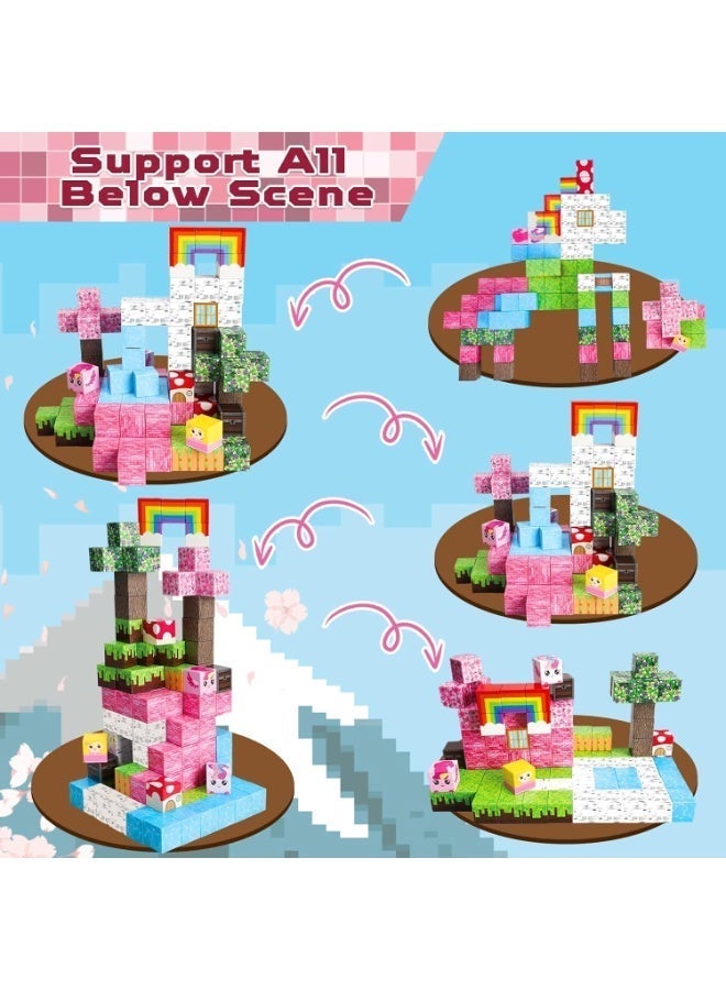 Magnetic Blocks - 100PCS Building Blocks Unicorn Cubes - Toys for Montessori Toddler Birthday Gifts - STEM Sensory Toys for 3 4 9 10 Year Old Girl - Image 3