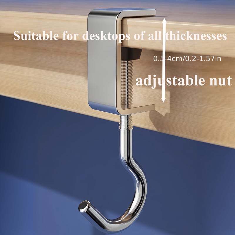 2 Pcs No Nail Adjustable Hanging Hooks For Desk Edge Organizer Bags Backpacks - Image 3