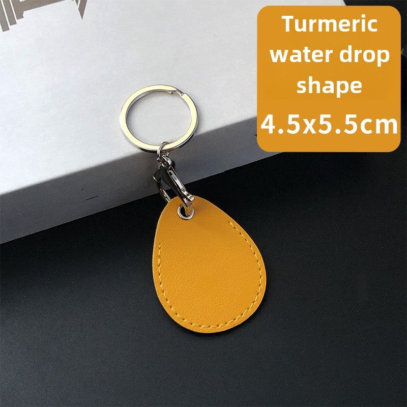 Rectangular PU Leather Keychain Card Holder Turmeric drop-shaped 