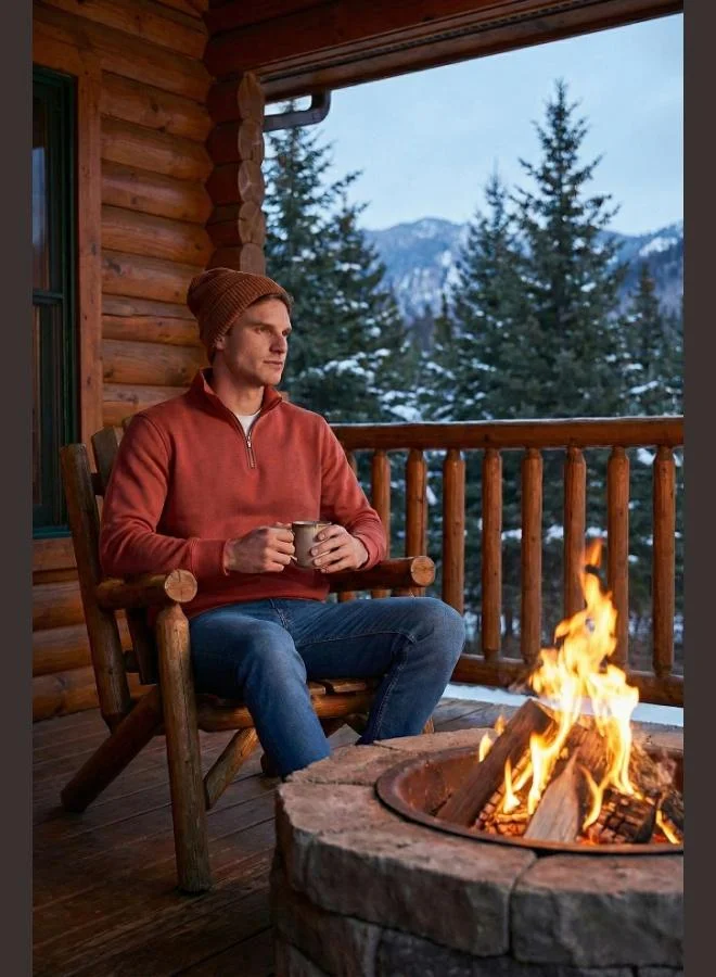 بوراتي بلوزة سويت شيرت رجالي بياقة واقفة وسحاب نصفي من قطن بوراتي